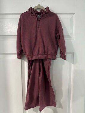 H&M Mauve Quarter-Zip Hoodie & Joggers Set